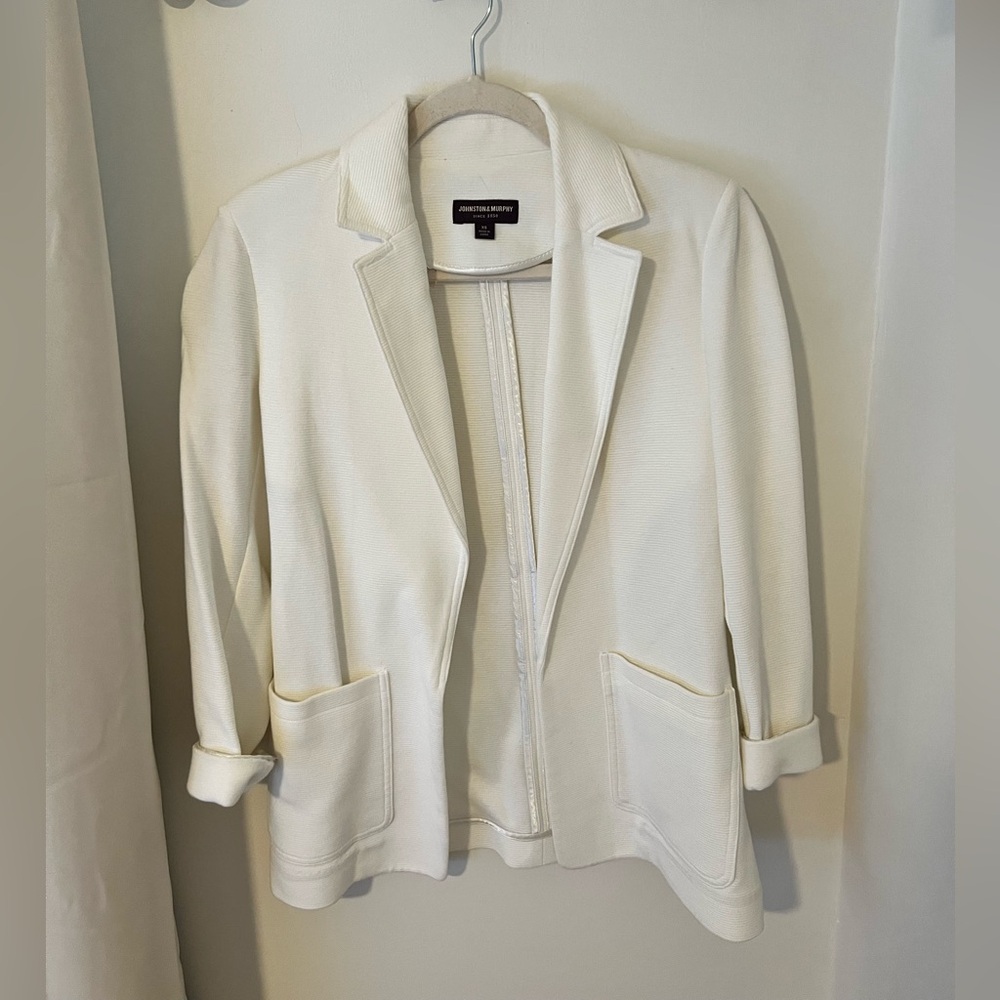 Johnston & Murphy White Blazer Relaxed Fit Notched Lapels